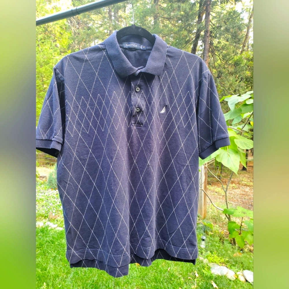NAUTICA Vintage Navy Blue Polo Shirt M